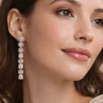 Rose Gold Crystal Geometric Drop Earrings - Elegant Statement Sparkle