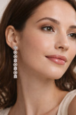 Rose Gold Crystal Geometric Drop Earrings - Elegant Statement Sparkle