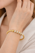 Gold Snake Chain Crystal Charm Bracelet – Elegant Minimal Sparkle