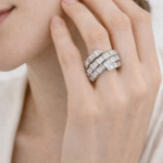 Silver Crystal Link Ring - Modern Luxury Statement
