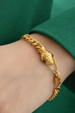 Gold Snake Head Chain Bracelet ? Bold Statement Luxury - Image 2