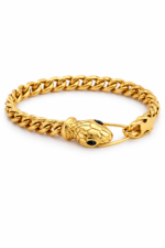 Gold Snake Head Chain Bracelet ? Bold Statement Luxury - Image 3