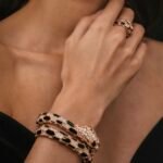 Rose Gold & Black Crystal Serpent Cuff Bracelet and Ring Set ? Luxury Statement Collection