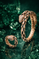 Rose Gold & Black Crystal Serpent Cuff Bracelet and Ring Set ? Luxury Statement Collection - Image 2