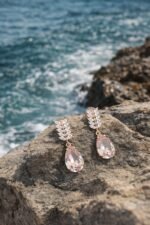 Elegant Rose Gold Crystal Teardrop Earrings - Image 2