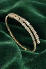 Gold Bamboo Crystal Bangle - Image 2