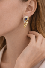 Royal Sapphire Leaf Earrings
