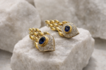 Royal Sapphire Leaf Earrings - Image 2