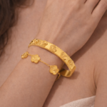 Golden Blossom Bracelet & Bangle Set
