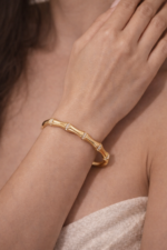 Gold Bamboo Crystal Bangle
