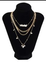 Elegant Layered Gold Pearl Necklace Set - Image 2