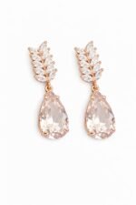 Elegant Rose Gold Crystal Teardrop Earrings - Image 3